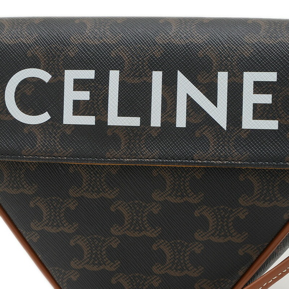 Celine Tan Shoulder Triangle Black Triomphe Bag - Picture 3 of 6